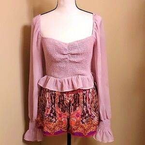 Elegant Pink Blouse with Long Sleeves